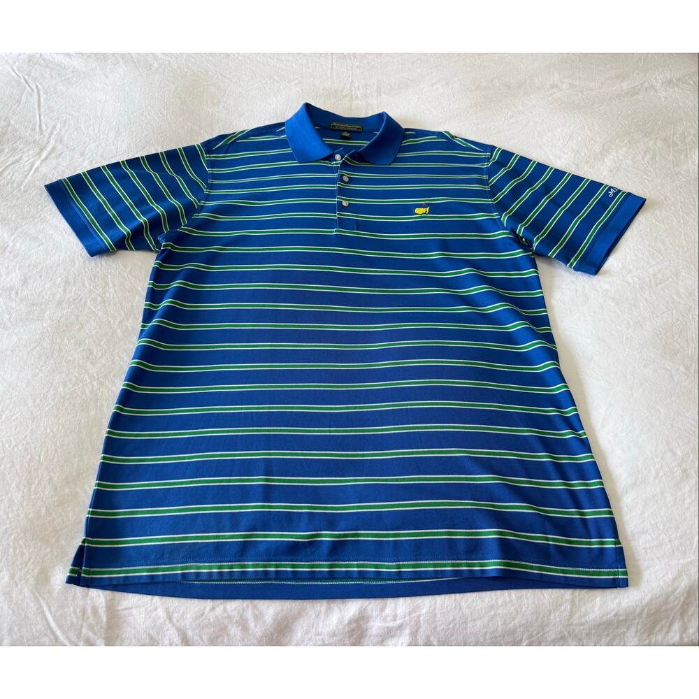 Masters Collection | Men’s XL | Blue Green Stripe Golf Polo Augusta Pima Cotton